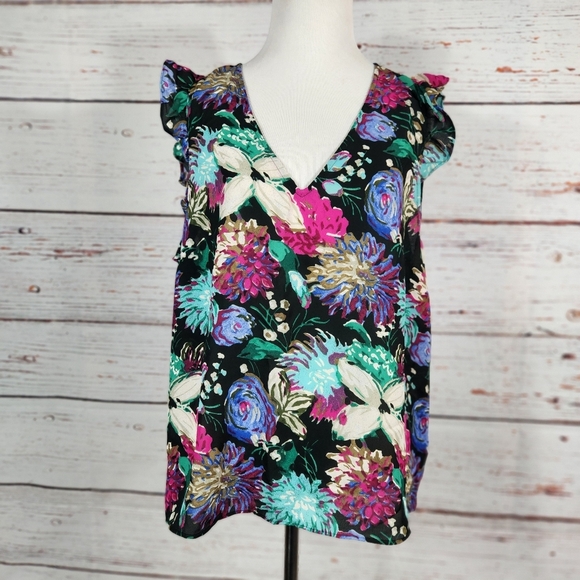 J CREW Floral Ruffle Sleeve Top (16) - Picture 1 of 7